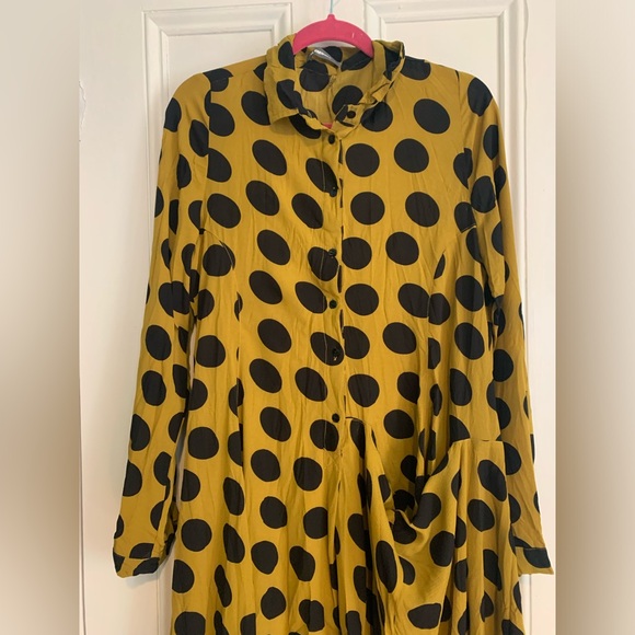 Alembika tunic yellow with black dots polyester Size 3 - Picture 2 of 6